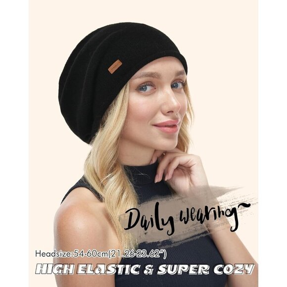 ✨ Furtalk Slouchy Beanies Women Grey Winter Soft Warm Knitting Skull Beanies - Picture 7 of 7